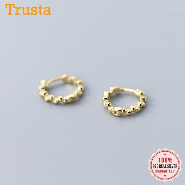 

hoop & huggie trustdaivs genuine 925 sterling silver minimalist personality small earrings for women fashion wedding jewelry gift ds19551, Golden;silver
