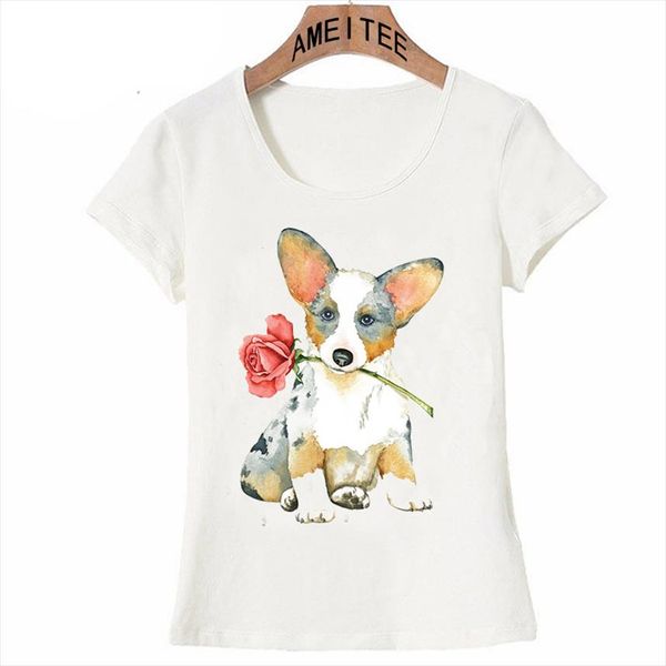 

2020 new summer women t shirt cute rose mini schnauzer print t shirt casual ladies hipster maiden short sleeve girl tees, White