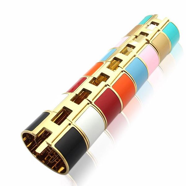 

wholesale brand bangle bracelet fine jewelry wide 33mm titanium enamel cuff jewelry exquisite wristband wristlet, Black