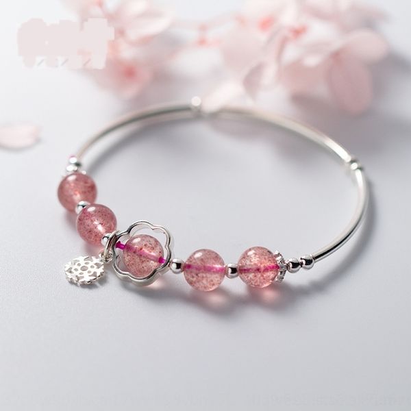 

36mnw braceletpink silver strawberry korean style simple snowflake female crystal bracelet temperament braceletstrawberry bracelet flower s9, Golden;silver