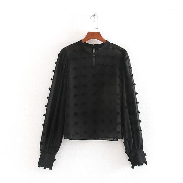 

women blouse autumn 2019 new fashion transparent black chiffon shirt1, White