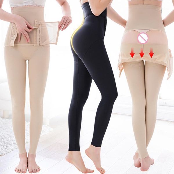 

body shaping high waist tummy control buttocks hip push up female postpartum fat burning underwear flat stomach shape long pants1, Black;white