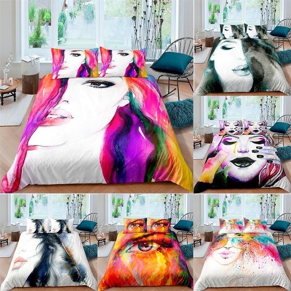 

zeimon 3d bedding set charm women eye single double king size 2/3pcs duvet cover set quilt cover pillow case bed set microfiber