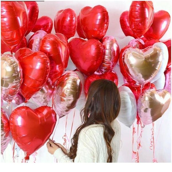 

10pcs 18 inch rose gold red foil heart balloons marriage helium inflatable balloon metallic wedding birthday party dec jllaet
