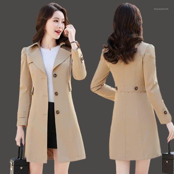 

men's wool & blends lining 2021 windbreaker middle long slim korean jacket spring and autumn versatile women's wear1, Black