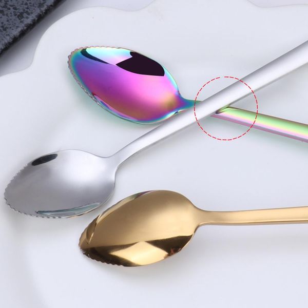 

grapefruit spoon polished 304 stainless steel serrated edge design long handle fruit ice dessert spoon kitchen gadget h bbycgi