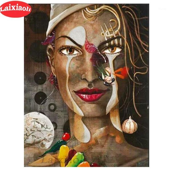 

diy full square round diamond painting fantasy woman 5d diamond mazayka embroidery knife and fork,vegetables decor1
