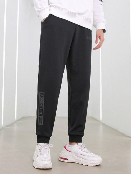 

men letter graphic slant pocket sweatpants 05ou#, Black