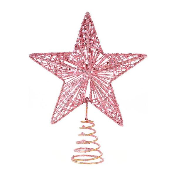 

1pc exquisite iron art ornament beautiful tree star for christmas (pink)