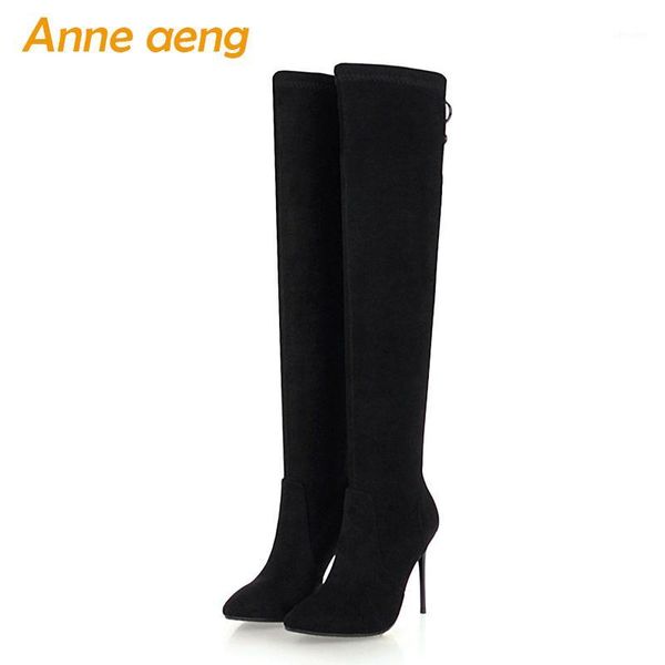 

new spring/autumn women over-the-knee boots high heels pointed toe ladies women shoes black thigh high boots big size 33-461