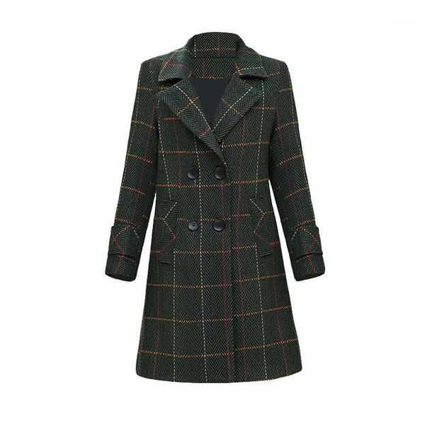 

middle-aged women jacket autumn fashion woolen coat new style loose plaid woolen jacket female outwear large size 5xl t401, Black
