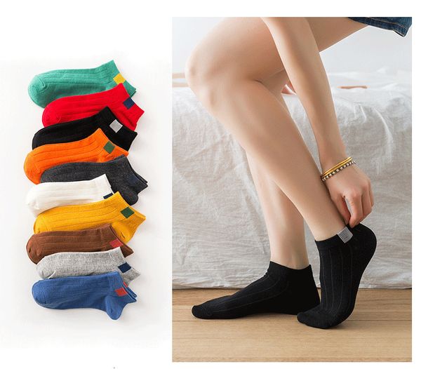 

new arrival candy colors short socks for women girls ankle socks cotton street harajuku socks for summer spring calcethines sox, Black;white