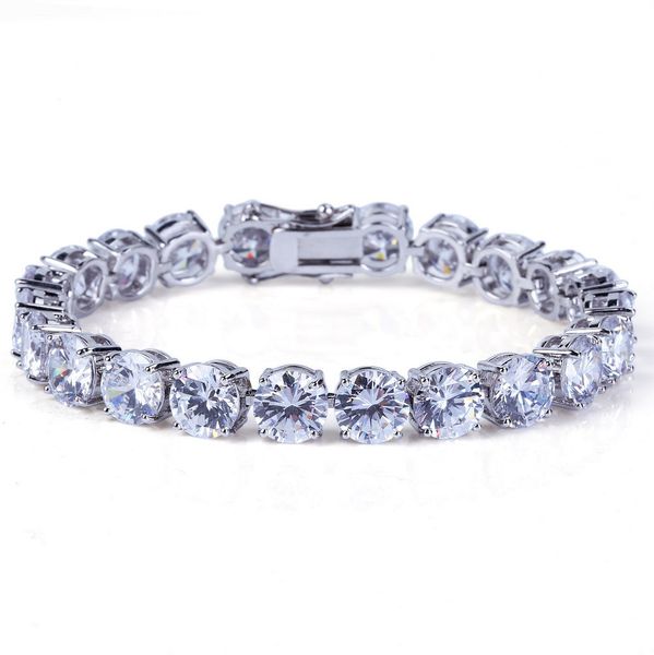 

8mm zircon chain bracelets fashion gold silver color 8 inch hip hop tennis bracelet for men women, Golden;silver
