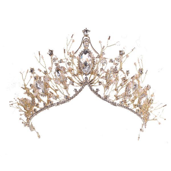 

mthree piece set 2020 new atmosphere bridal crown korean necklace earrings wedding dress accessories k, Silver