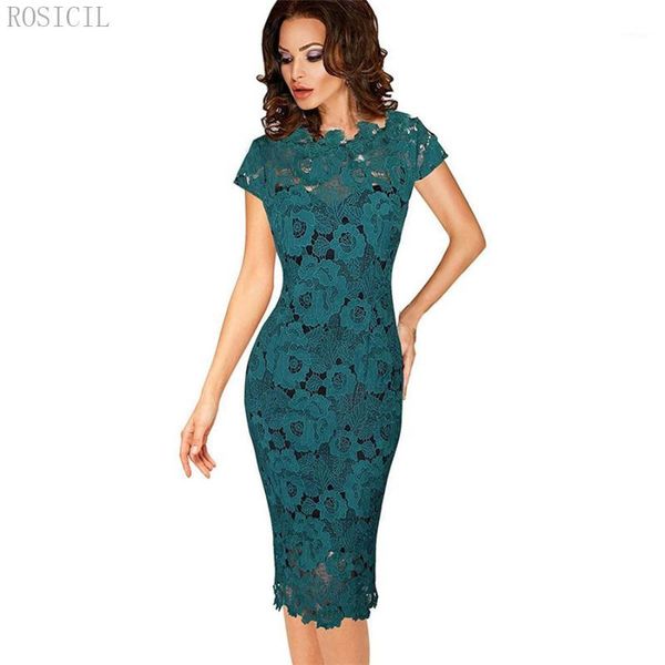 

2018 summer women elegant vintage dress office work applique lace evening party cap sleeve mother of bride black green mf56411, White;black
