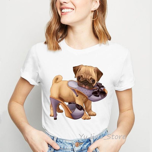 

vintage dog printed t shirt women dog lover friends white tshirt summer female clothes t-shirt