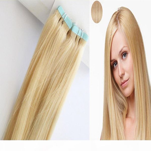

elibess selling remy human hair, thick bottom platinum blonde color 60# 20 inch tape hair & i tip hair 200g, Black