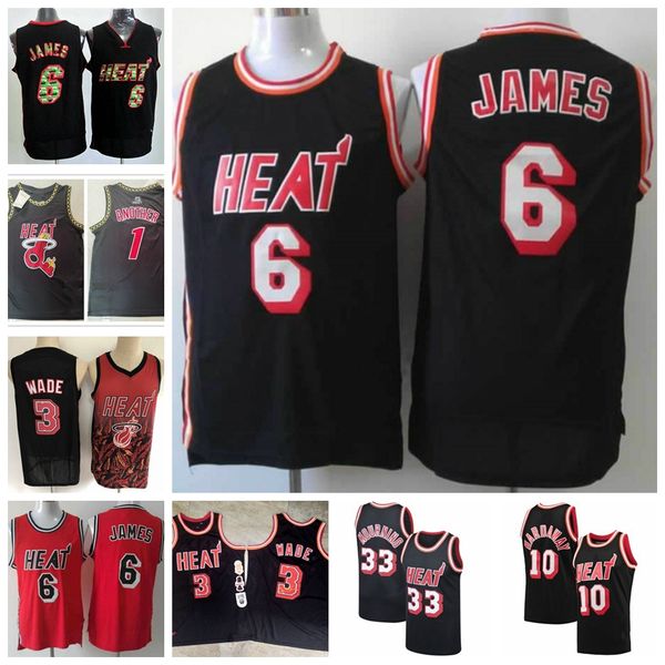 

dwyane alonzo 33 men mourning lebron wade 6 james men mitchell & ness player basketball miami heatmiami heat jersey 01, Black;red