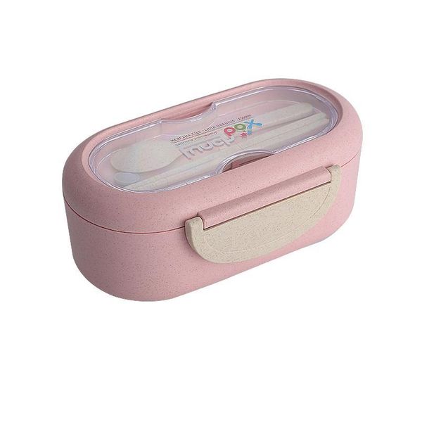 

lunch box microwave leakproof wheat straw office dinnerware food storage container children kids school portable bento wmtggg