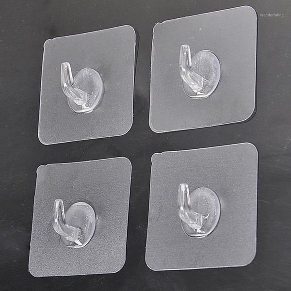 

4/10pcs transparent strong self adhesive door wall hangers hooks for silicone storage hanging kitchen magic bathroom accessories1