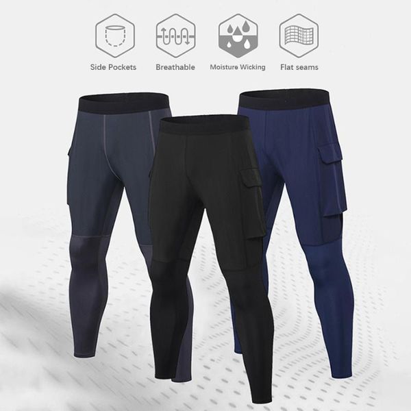 

men pants fitness running sportwear tight workout leggings elastic waist gym quickly-dry moisture wicking performance trousers1, Black