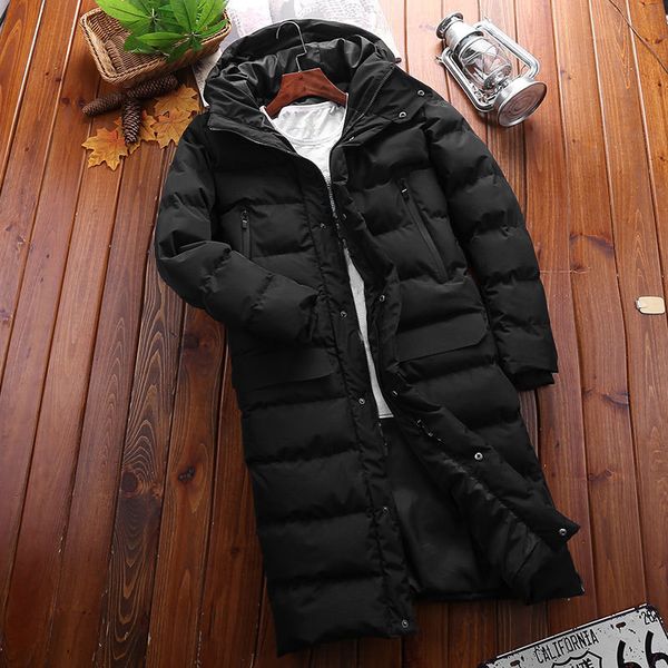 

brand autumn long men's jackets cotton padded thickened overcoat for male teenage cap jacket clothing kg-26, Black