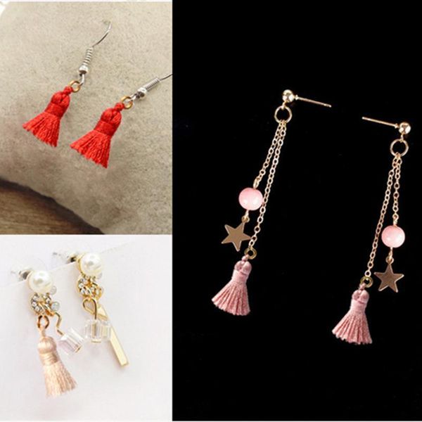 

6pcs multicolor rayon mini tassels pendant fringes diy jewelry making earring necklaces garments tassels lace accessory material h sqcmhk