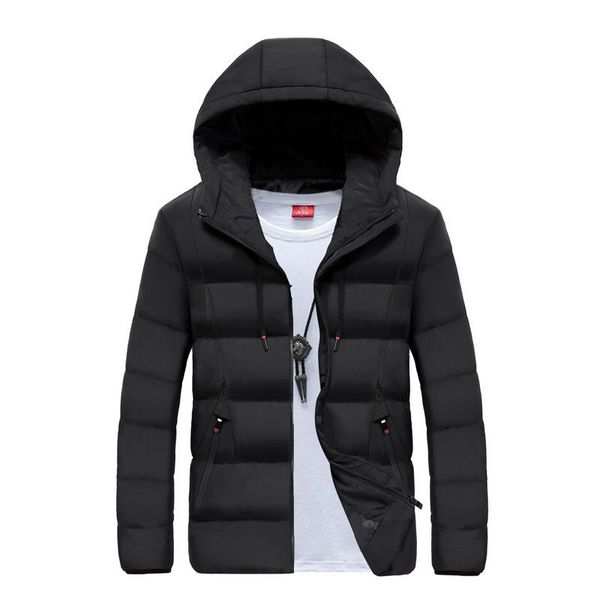 

mens coat winter 2020 new style korean-style handsome thick cotton-padded jacket trend short hooded clothe, Black