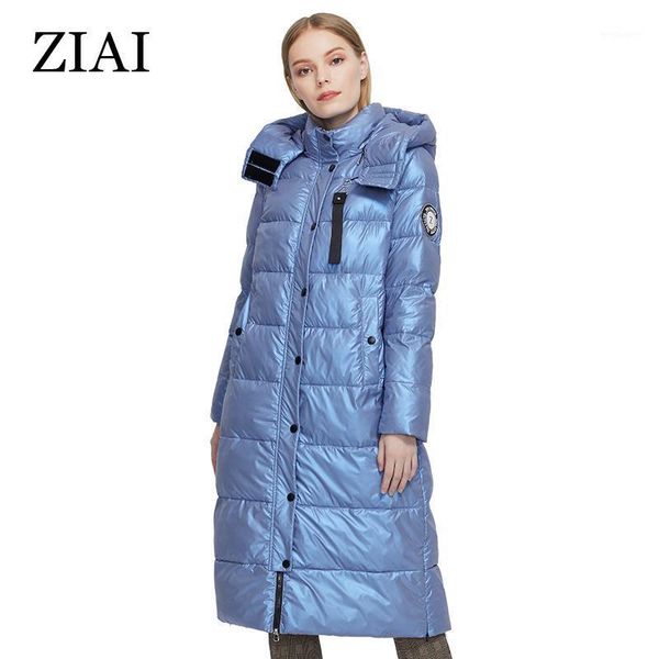 

ziai 2020 winter women long warm female jacket colorful fabric fashion slim women coat brand quality detachable hat zr-95101, Black