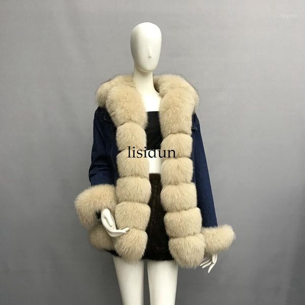 

2019 natural fur coat silver collar plus size long winter jacket rex liner red hooded thick warm parks disass1, Black