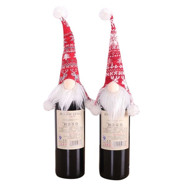 

новогоднее украшение безликие куклы держатель бутылки санта-клауса вино сумка домашний декор новый год 2021