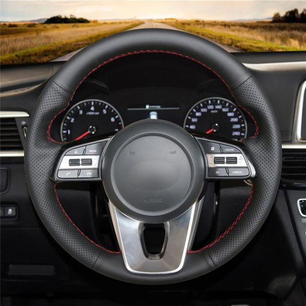 

braid on the steering wheel cover for kia cerato 2020 kia k5 optima 2020 cee'd ceed forte steering wheel case funda volante