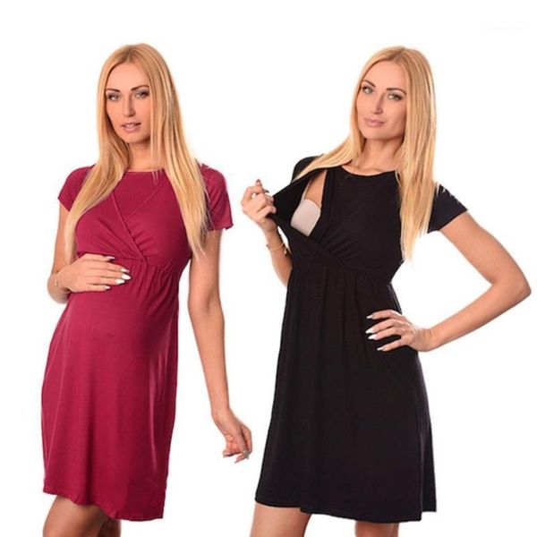 

lactation short sleeve dress pregnant woman dress pregnant woman short sleeve nursing baby1, White