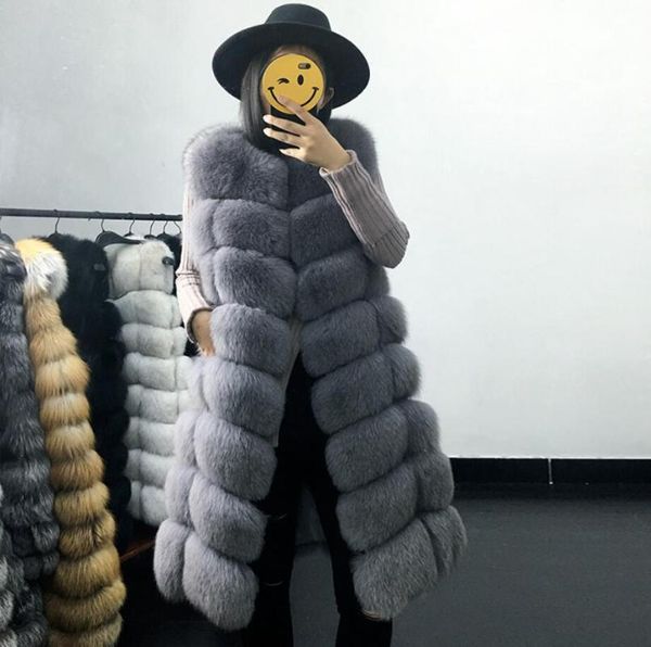 

fur vest coat luxury faux warm women waistcoat 2020 winter fashion furs women's coats jacket gilet veste r379, Black