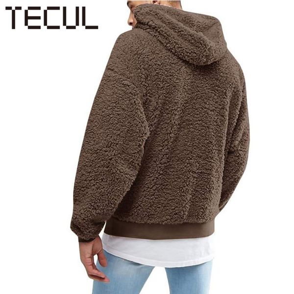 

tecul popular european american plush hooded men's in autumn and winter linen round neck sweater, Black