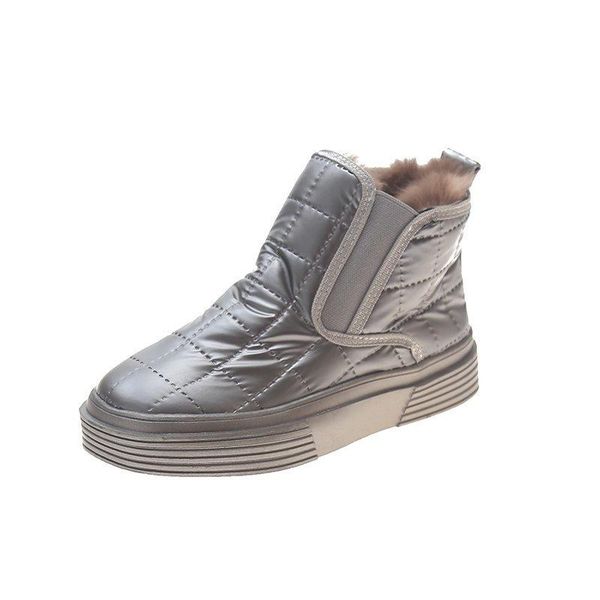 

boots fashion round toe snow women winter keep warm platform ankle solid color short plush shoes zapatillas mujer, Black