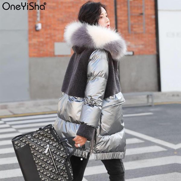 

2020 winter big fur collar parkas jacket women thicken warm jacket coat long winter coats plus size ladies down padded overcoat1, Black