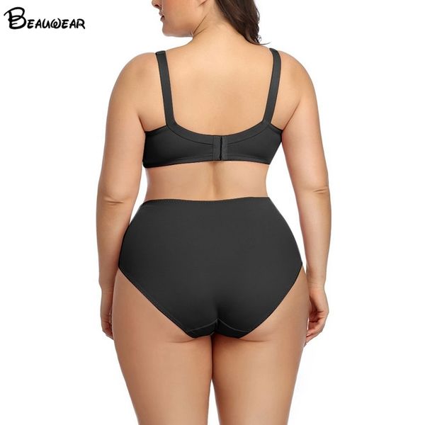 

beauwear lenceria mujer underwear set women female lingerie set large cup e f cup women bra with plus size panty for ladies lj201031, Red;black