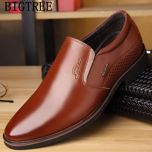 

dress shoes mens formal genuine leather office men classic italian business elegant sepatu slip on pria calzado hombre, Black