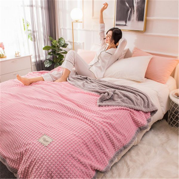 

blanket quilt thickened double coral fleece winter warmth flannel air-conditioning blanket single nap blanket