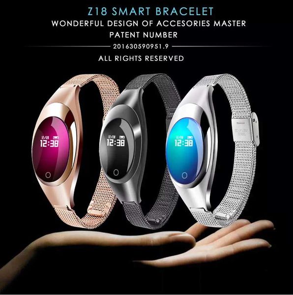 

z18 smart band blood pressure heart rate monitor pedometer bluetooth wristband for ios android women gift luxurious watch dress watches, Silver