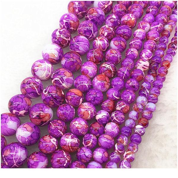 

wholesale 4/6/8/10mm double colored glass beads loose spacer beads painted charm for jewellery making diy bracelet& qylwys