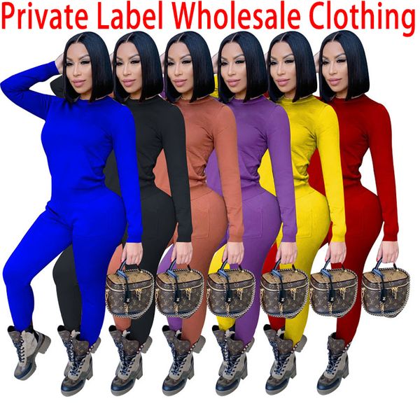 

private custom label wholesale women ladis clothing lot bulk sports and leisure solid color jumpsuit yoga wear, Blue