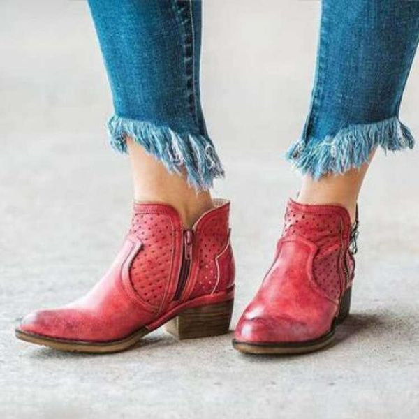 

white mid-calf boots booties woman 2020 low heel brand women's shoes winter footwear boots-women round toe short fashion, Black