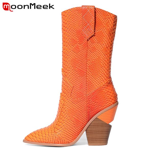 

eur size 34-44 brand 2020 new women boots winter pointed toe high heel ladies snow boots fashion short western mid calf boots c1023, Black