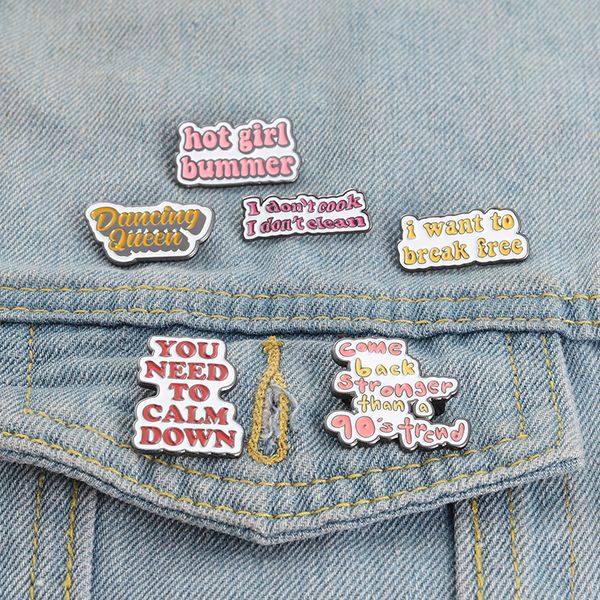 

quote fun enamel pins custom lapel pin shirt bag badge jewelry gift for friends girl bummer, Blue