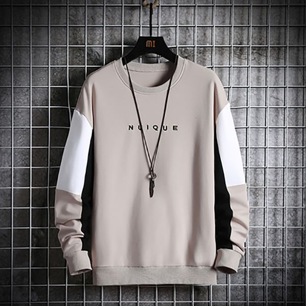 

2021 new fashion men hoodies casual harajuku mens sweatshirt slim long sleeve male streetwear patchwork pullovers autumn spring wearing 8aoy, Black