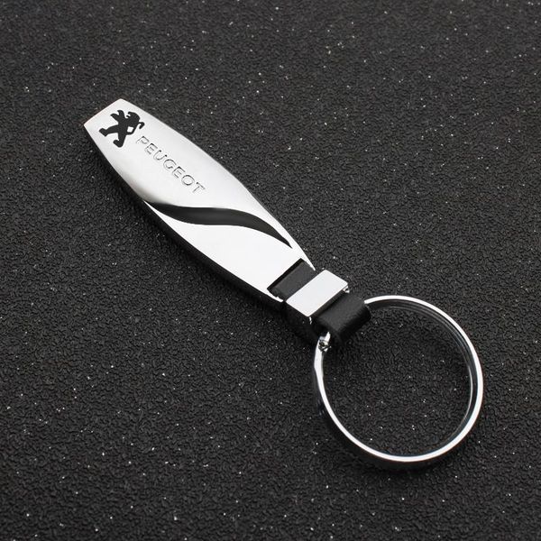 

car styling 3d metal key holder keyring auto keychain for peugeot 308 406 408 508 301 5008 208 206 207 307 3008 2008 accessories, Silver