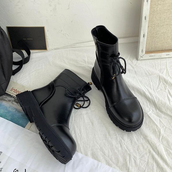 

white ankle boots booties ladies women's rubber shoes rain round toe flat heel luxury designer zipper low heels booties, Black