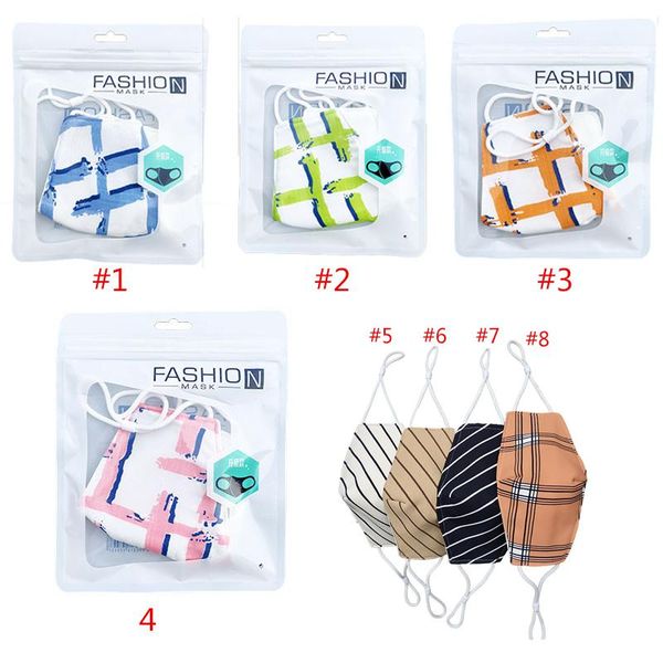 

designer face masks fashion stripes creative lattice pattern dust mask cotton breathable sweat-absorbent summer sun protection
